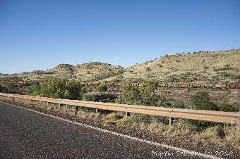 Train - over 2 kilometres long leaving Tom Price